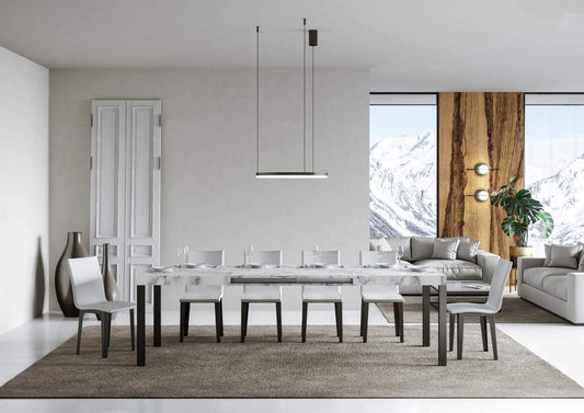 Dafne Italian Design Tavolo everyday allungabile piano Marmo 90x130 telaio allungato 234 Antracite