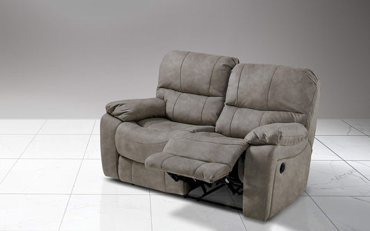 Dafne Italian Design Divano 2 posti con 2 Recliner elettrici. Similpelle Effetto Nabuk Elephant (cm. 169 x 105 x 105h)
