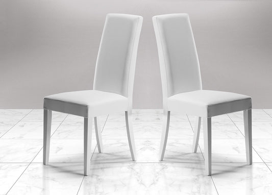 Dafne Italian Design Coppia di sedie Similpelle Bianco (cm. 47 x 57 x 99h)