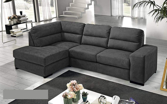Dafne Italian Design Divano Letto angolare 3 posti con penisola a Sinistra. Tessuto Romeo Antracite (cm. 266 x 230 x 94h)