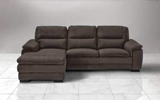 Dafne Italian Design Divano angolare 3 posti con penisola a Sinistra. Tessuto Gordon Marrone Scuro (cm. 275 x 158 x 94h)