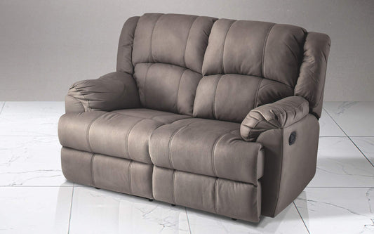 Dafne Italian Design Divano 2 posti con 2 Recliner manuali. Similpelle Effetto Nabuk Elephant (cm. 150 x 98 x 99h)