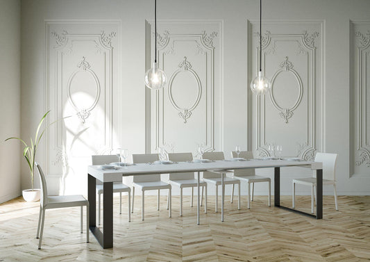 Dafne Italian Design Consolle allungabile Elettra Bianco Frassino Telaio Antracite