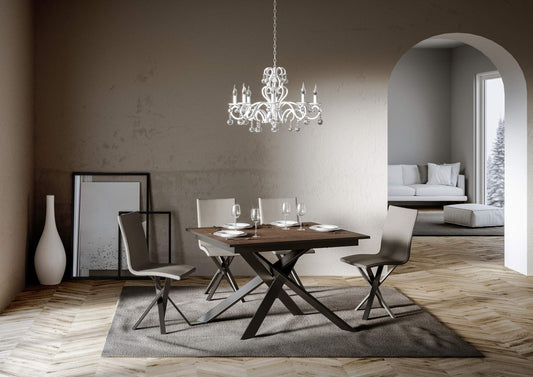 Itamoby, Tavolo Ganty Allungabile Noce Bordo Antracite 90x120 allungato 180