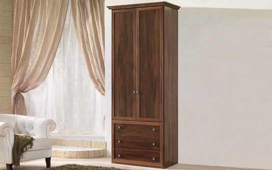 Dafne Italian Design Armadio a 2 Ante battenti. Effetto Noce (cm. 102 x 55 x 251h)