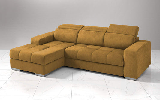 Dafne Italian Design Divano Letto angolare 3 posti con penisola a Sinistra. Tessuto Romeo ruggine (cm. 259 x 178 x 94h)