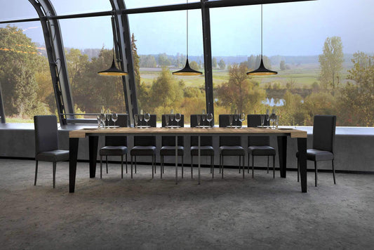 Itamoby Consolle Allungabile Flame Quercia Natura & Antracite L.90 x H.77 x P.40, allungabile Fino a 300 cm