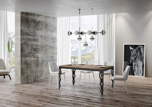 Dafne Italian Design Tavolo Karamay Evolution piano Quercia Natura 90x160 allungato 420 telaio Antracite