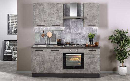 Dafne Italian Design Cucina completa di elettrodomestici (forno, lavandino, cappa cottura) stile Industriale