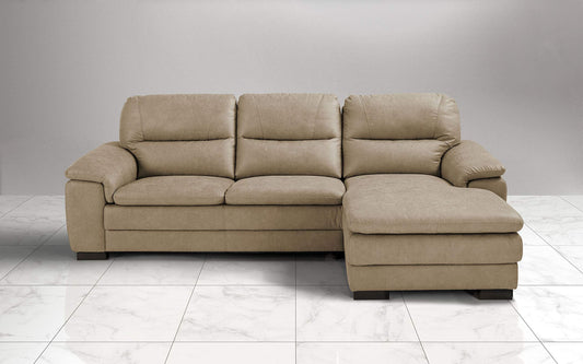 Dafne Italian Design Divano angolare 3 posti con penisola a Destra. Tessuto Manila Sabbia (cm. 275 x 158 x 94h)