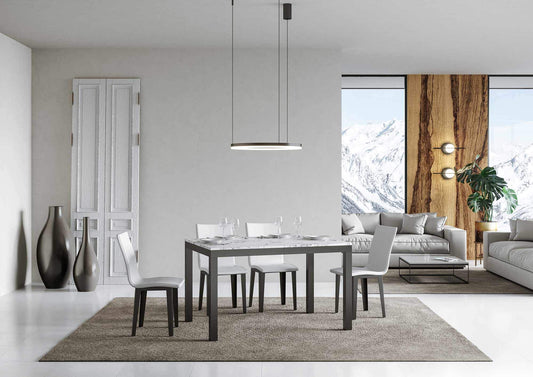 Dafne Italian Design Tavolo everyday Evolution piano Marmo 90x120 telaio allungato 224 Antracite