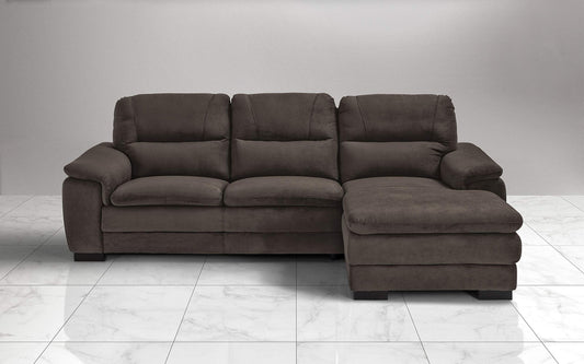 Dafne Italian Design Divano angolare 3 posti con penisola a Destra. Tessuto Gordon Marrone Scuro (cm. 275 x 158 x 94h)