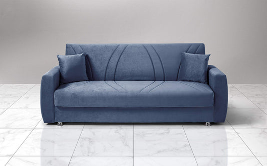 Dafne Italian Design Divano Letto 3 posti. Tessuto Maya Blue (cm. 225 x 87 x 92h)