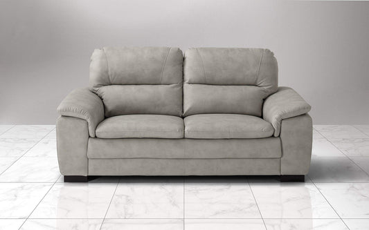 Dafne Italian Design Divano a 3 posti. Similpelle Effetto Nabuk Light Grey (cm. 198 x 95 x 94h)
