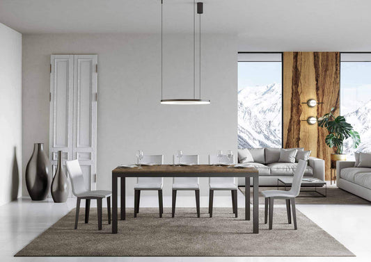 Dafne Italian Design Tavolo everyday Evolution piano Noce 90x160 allungato 264 telaio Antracite
