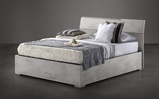 Dafne Italian Design Letto Matrimoniale con Contenitore. Cemento Ash (cm. 173 x 209 x 100h)