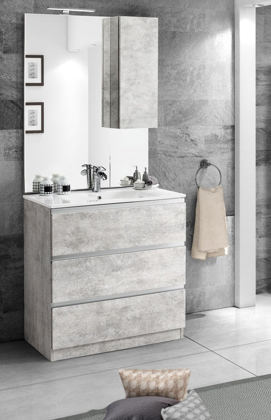 Dafne Italian Design Mobile da bagno Vichy finitura beton grey cm 81x46x189 (base, lavabo, specchio, pensile)
