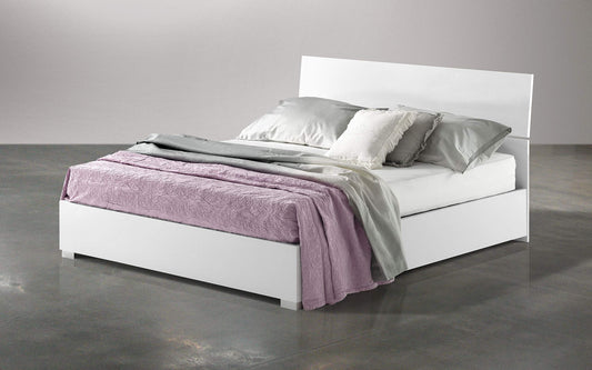 Dafne Italian Design Letto matrimoniale con contenitore in legno, bianco laccato, rete ortopedica a doghe - 169 x 203 x 94h.