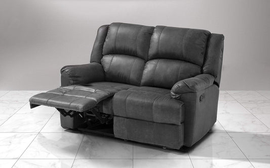 Dafne Italian Design Divano 2 posti con 2 Recliner manuali. Similpelle Grigio (cm. 150 x 98 x 99h)