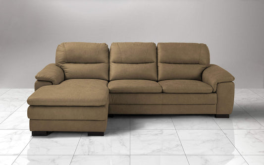 Dafne Italian Design Divano angolare 3 posti con penisola a Sinistra. Tessuto Manila Toffee (cm. 275 x 158 x 94h)