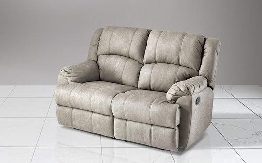 Dafne Italian Design Divano 2 posti con 2 Recliner manuali. Similpelle Effetto Nabuk Light Grey (cm. 150 x 98 x 99h)
