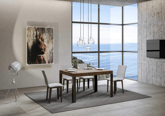 Dafne Italian Design Tavolo Linea Allungabile piano Noce 90x130 allungato 234 telaio Antracite