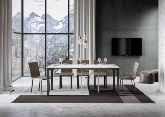 Dafne Italian Design Consolle allungabile Everyday Evolution Small Bianco Frassino Telaio Antracite
