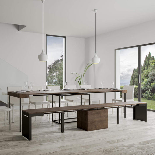 Itamoby Panca allungabile Walk Noce & Antracite L.55 x P.40 x H.47,5 allungabile Fino a 305 cm