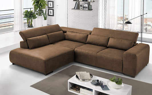 Dafne Italian Design Divano angolare 3 posti con penisola a Sinistra. Tessuto Fuego Cinnamon (cm. 309 x 225 x 70h)