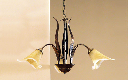 Dafne Italian Design Lampadario fiore in ottone