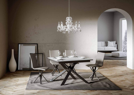 Itamoby, Tavolo Ganty Allungabile Bianco Frassino Bordo Antracite 90x120 allungato 180