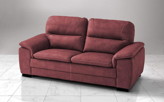 Dafne Italian Design Divano a 3 posti. Similpelle Effetto Nabuk Bordeaux (cm. 198 x 95 x 94h)