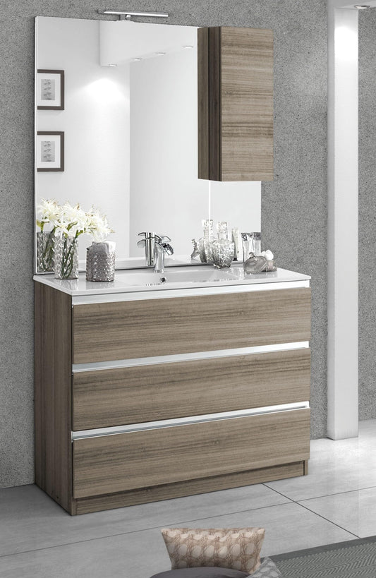 Dafne Italian Design Mobile da bagno Vichy colore eucalipto grigio sfumato cm 101x46x189 (base, lavabo, specchio, pensile)