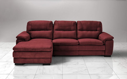 Dafne Italian Design Divano angolare 3 posti con penisola a Sinistra. Tessuto Gordon Rosso (cm. 275 x 158 x 94h)