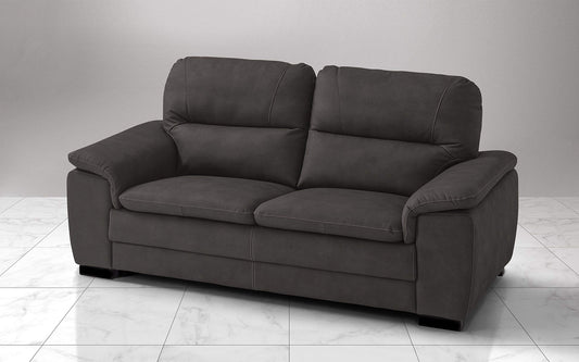 Dafne Italian Design Divano a 3 posti. Similpelle Effetto Nabuk Marrone Scuro (cm. 198 x 95 x 94h)