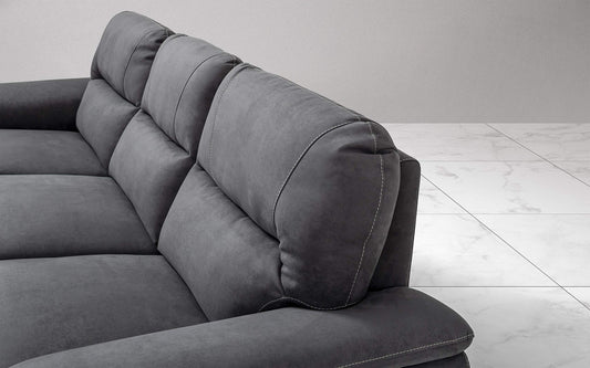 Dafne Italian Design Divano angolare 3 posti con penisola a Destra. Tessuto Soft Grigio Scuro - (cm. 275 x 158 x 94h)