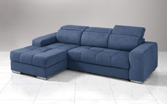 Dafne Italian Design Divano Letto angolare 3 posti con penisola a Sinistra. Tessuto Romeo Denim (cm. 259 x 178 x 94h)