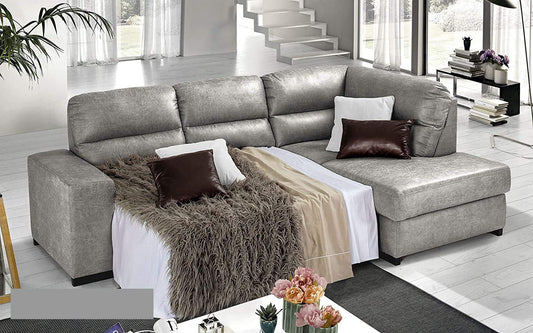 Dafne Italian Design Divano Letto angolare 3 posti con penisola a Destra. Tessuto Tay Tay Light Grey (cm. 251 x 175 x 97h)