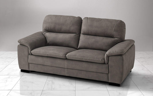 Dafne Italian Design Divano a 3 posti. Similpelle Effetto Nabuk Elephant (cm. 198 x 95 x 94h)