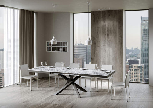 Itamoby Tavolo Volantis Evolution allungabile 160 x 90 cm allungabile Fino a 264 cm - Telaio Antracite e Piano in Marmo