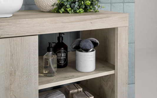 Dafne Italian Design Mobile da bagno componibile Basy color legno chiaro cm. 110 x 44 x 90 (base, lavabo, specchio, pensile)