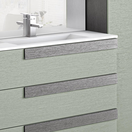 Mobile da bagno "Sandie" grigio scuro e verde: componibile cm 81x46x189 (base, lavabo, specchio, pensile) - colonna anta sx cm. 35x34x189 - mobile 5 cassetti cm 35x34x85, colonna anta dx 35x34x164