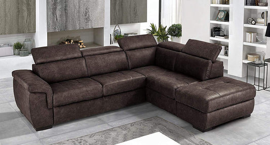 Dafne Italian Design Divano Letto angolare 3 posti con penisola a Destra. Tessuto Tay Tay Ebony (cm. 282 x 242 x 96h)
