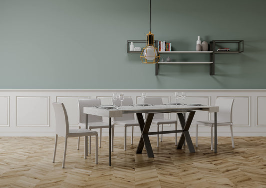 Itamoby Consolle allungabile Xenia Small Bianco Frassino & Antracite L.90 x H.77 x P.40 (allung. Fino a 196cm)