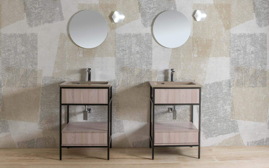 Dafne Italian Design Mobile da Bagno in Alluminio Effetto Legno (cm. L58 x P50 x H87)