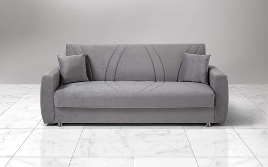 Dafne Italian Design Divano Letto 3 posti. Microfibra Grigio Chiaro (cm. 225 x 87 x 92h)