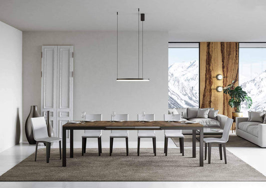 Dafne Italian Design Tavolo everyday Evolution piano Noce 90x120 telaio allungato 224 Antracite