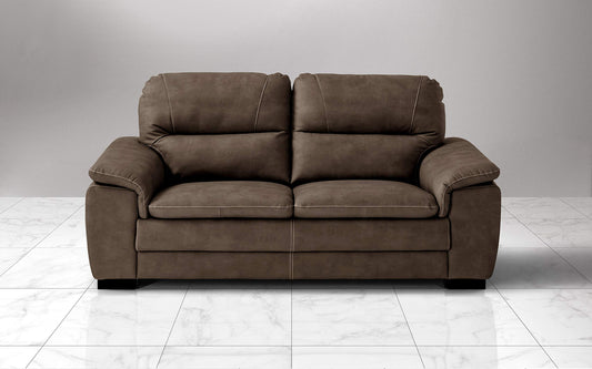 Dafne Italian Design Divano a 3 posti. Similpelle Effetto Nabuk Brown (cm. 198 x 95 x 94h)