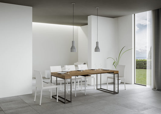 Dafne Italian Design Consolle allungabile Epoca Noce Telaio Antracite