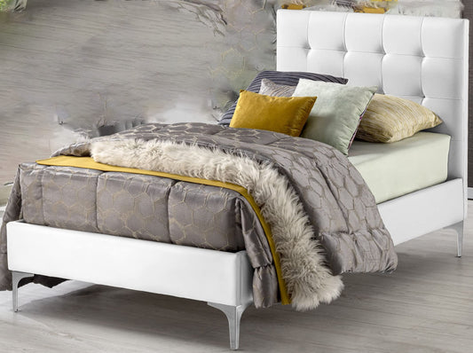 Dafne Italian Design Letto singolo similpelle bianco cm. 88 x 201 x 111